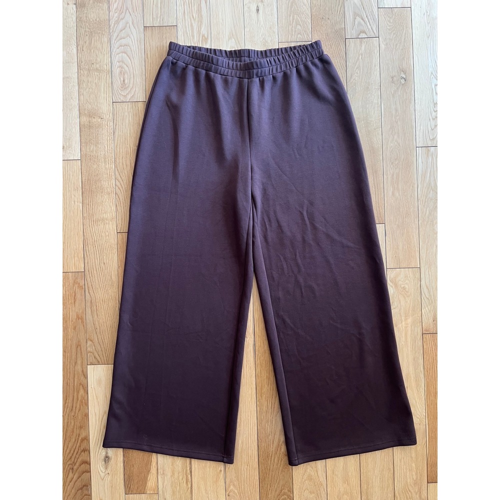 NEW Veiled Wide Leg High Rise Sweatpants Brown Loungewear Elastic Waist Womens L